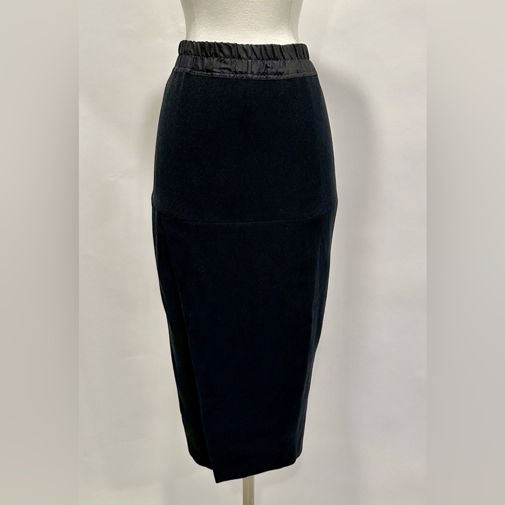 RICK OWENS Black Crepe Elastic Waist Pillar Pencil Skirt NWT 8